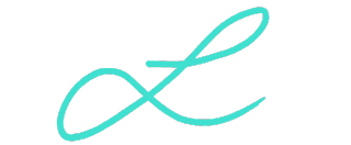 Linda's handwritten L initial signature in turquoise